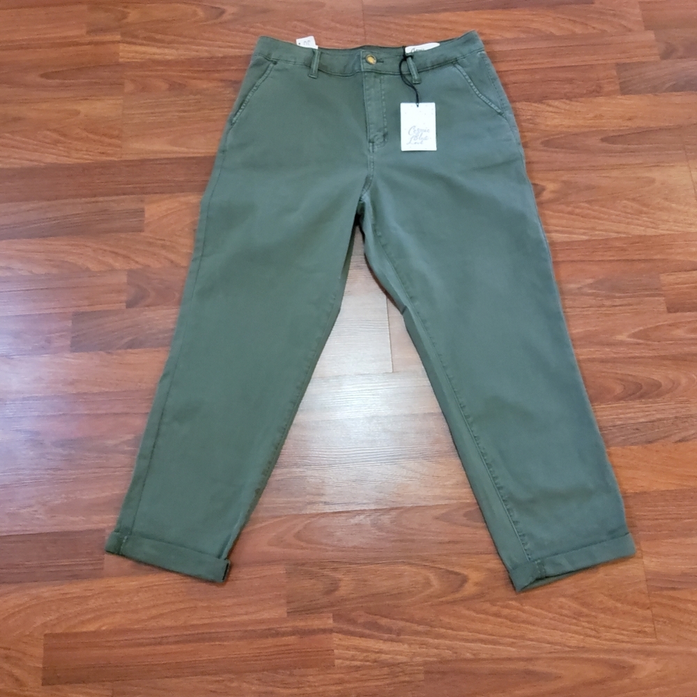 Cosmic Blue Love Crop Pant Command Green NWT - Picture 2 of 13
